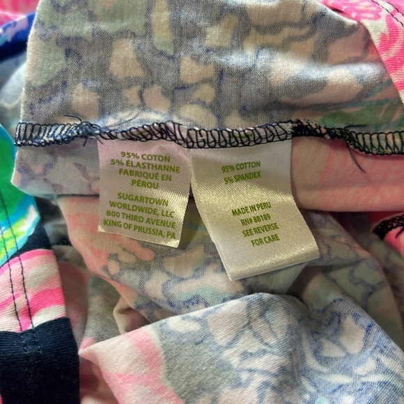 Lilly Pulitzer Aleah Top High Tide Navy Hey Hey Bouquet Pink Blue White Sz XXS - Picture 8 of 11